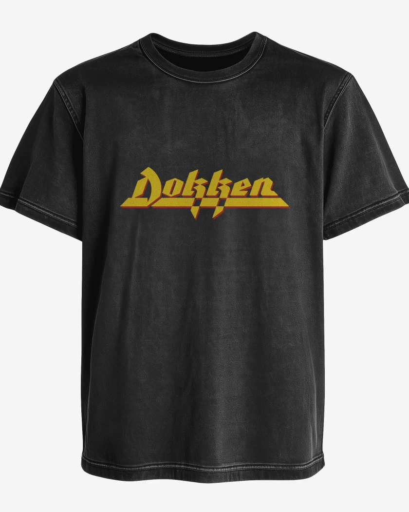 Polera desgastada Negro de Dokken Logo