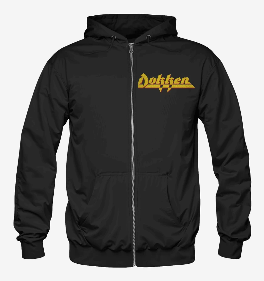 Poleron Canguro con cierre Negro de Dokken Logo