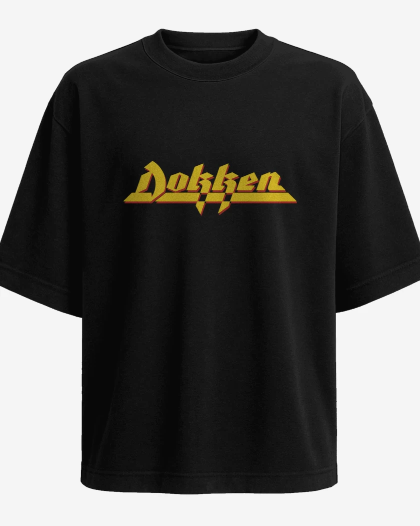 Polera Oversize Negro de Dokken Logo