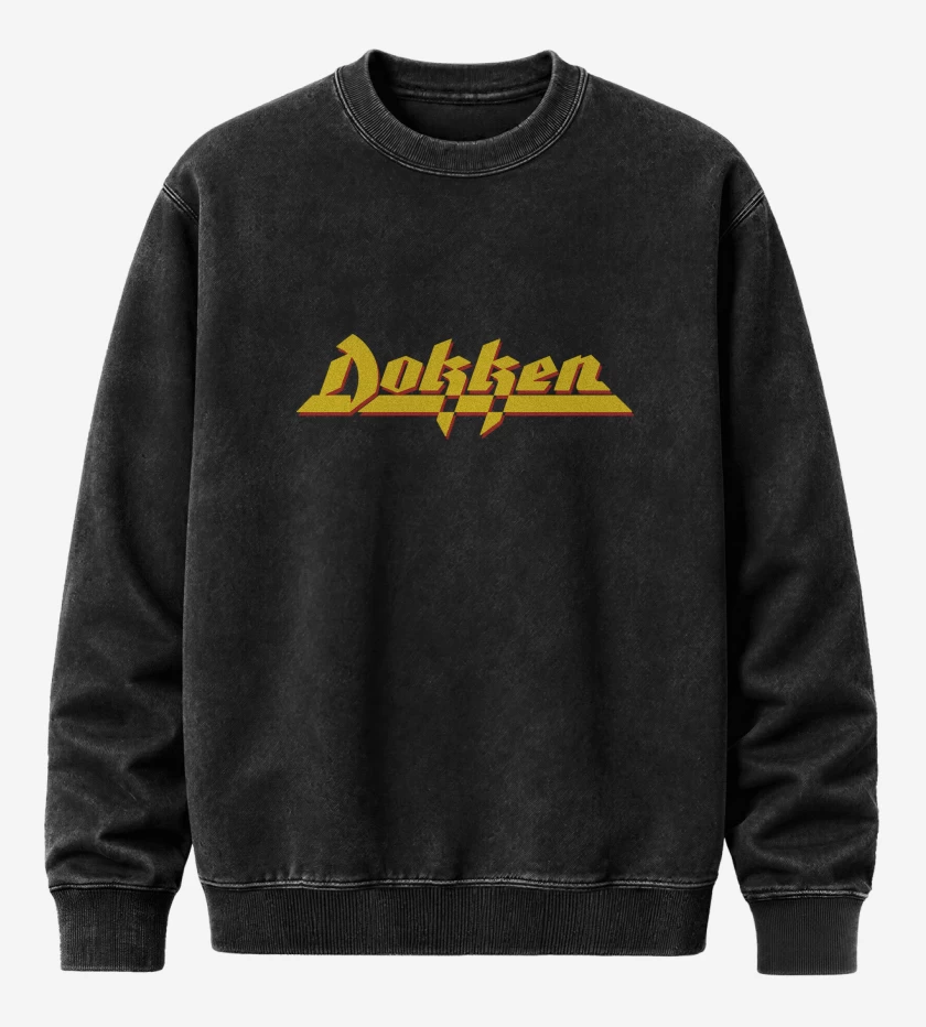 Poleron Polo Acid Wash Negro de Dokken Logo