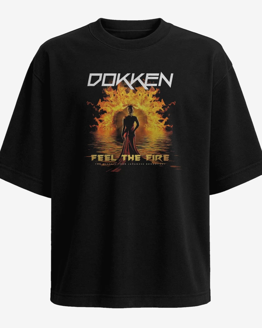 Polera Oversize Negro de Dokken Feel the Fire