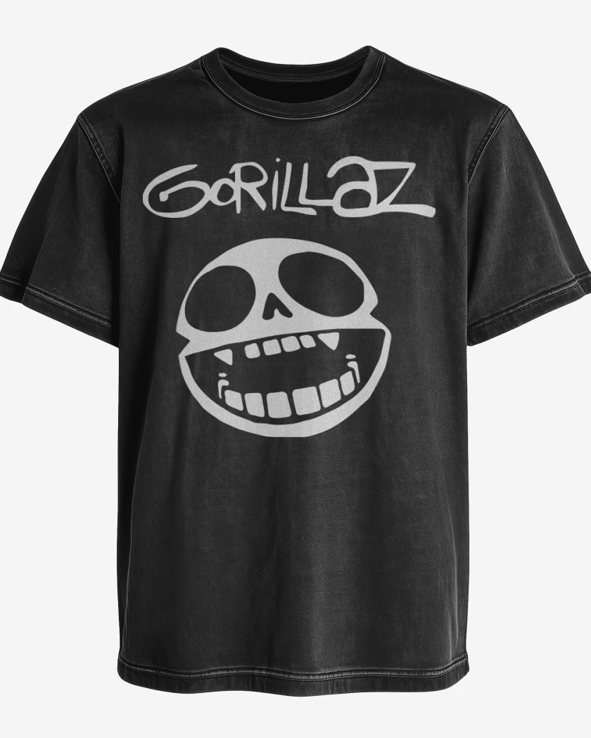 Polera desgastada Negro de Gorilazz