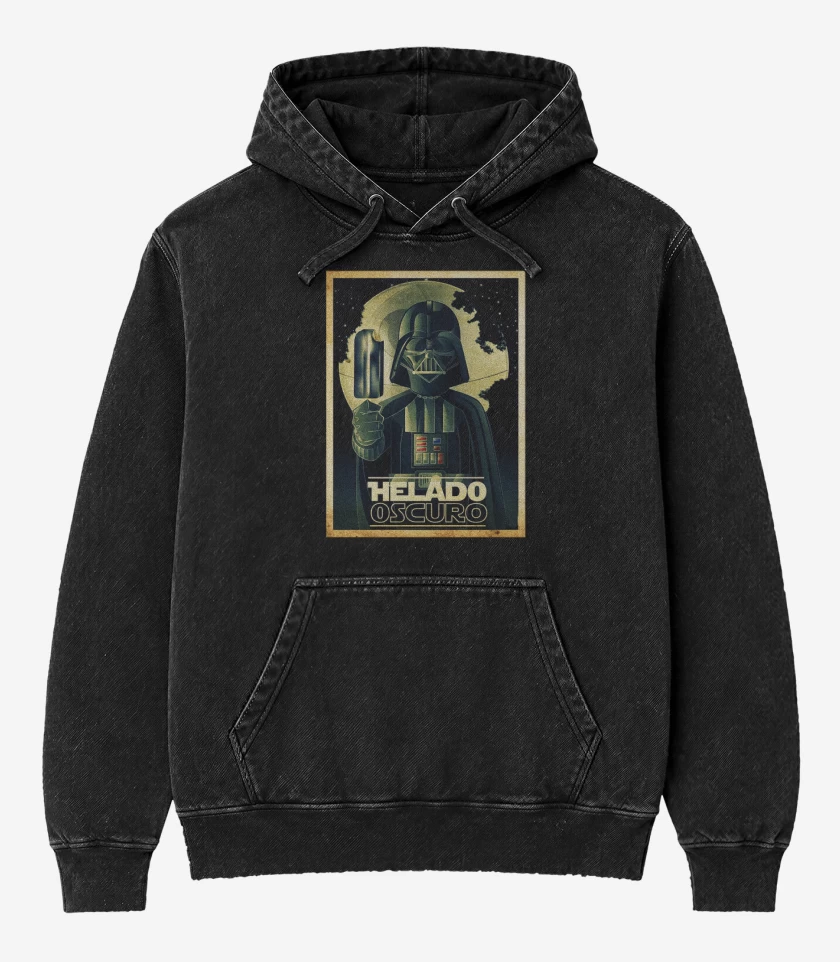 Poleron Canguro Acid Wash Negro de Helado oscuro