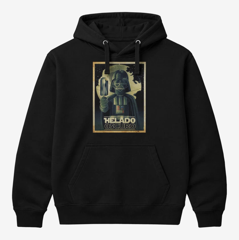 Polerón Canguro Negro de Helado oscuro