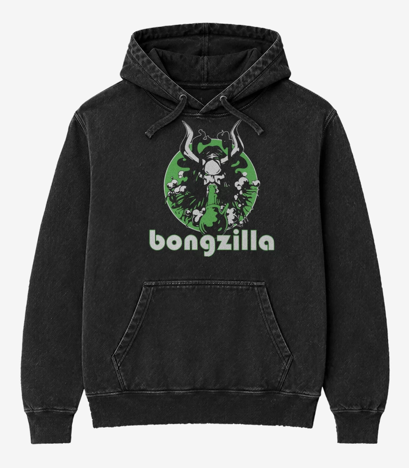 Poleron Canguro Acid Wash Negro de Bongzilla Logo
