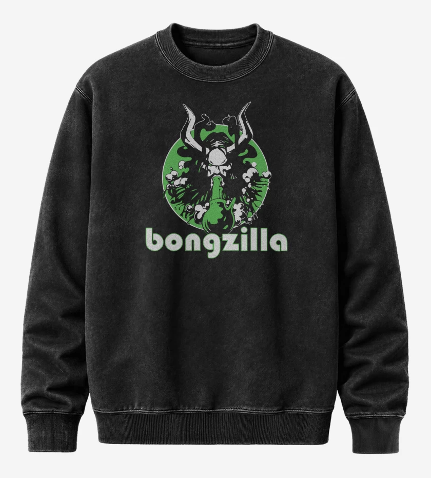 Poleron Polo Acid Wash Negro de Bongzilla Logo