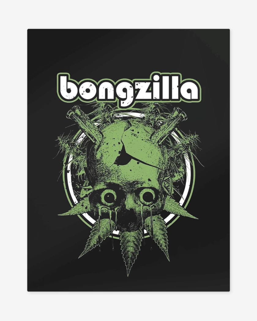 Print metalico Negro de Bongzilla Calavera Bong