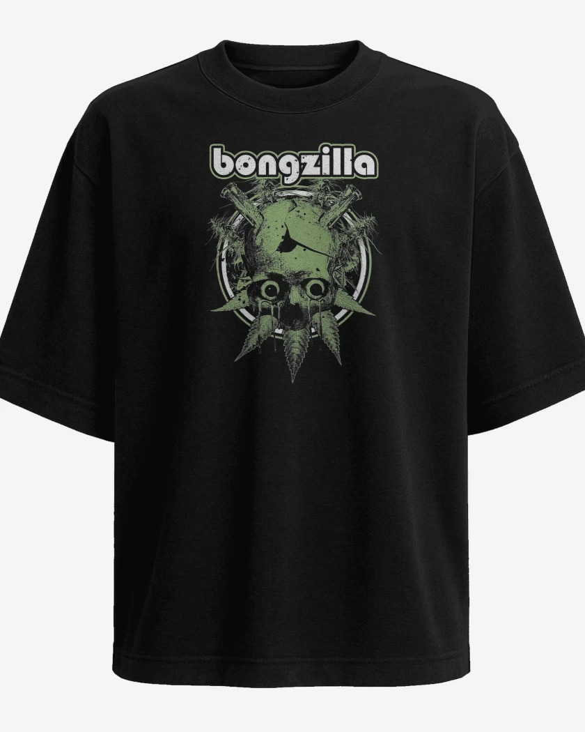 Polera Oversize Negro de Bongzilla Calavera Bong