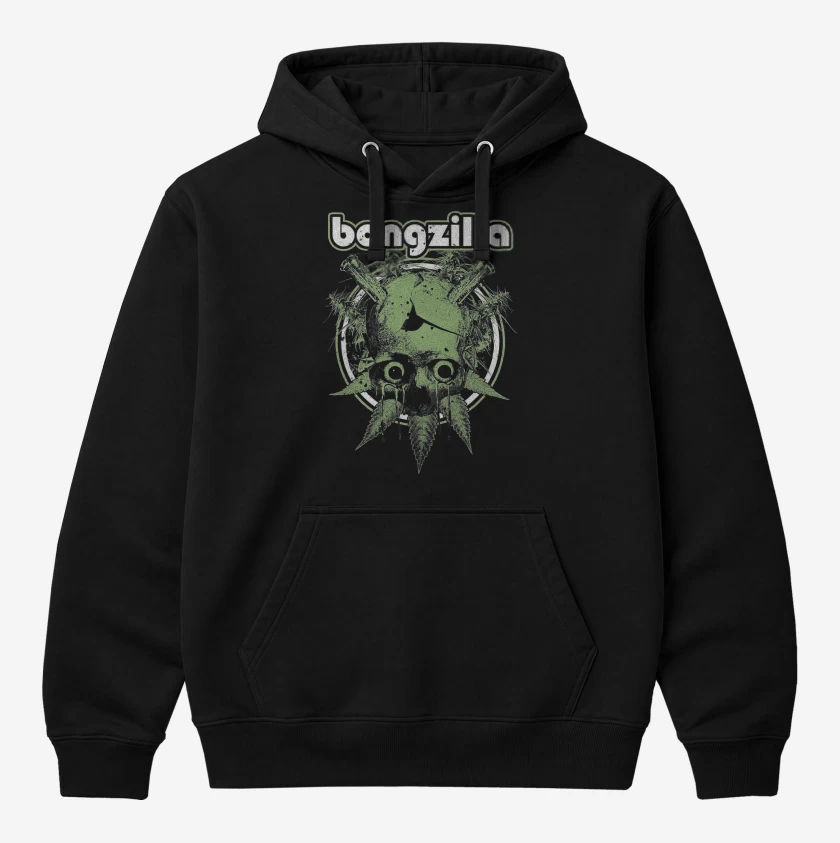 Polerón Canguro Negro de Bongzilla Calavera Bong