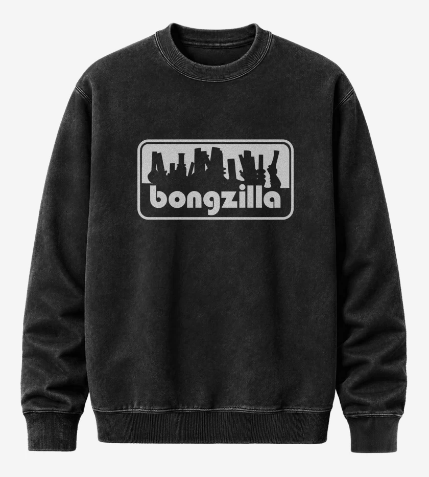 Poleron Polo Acid Wash Negro de Bongzilla Logo B