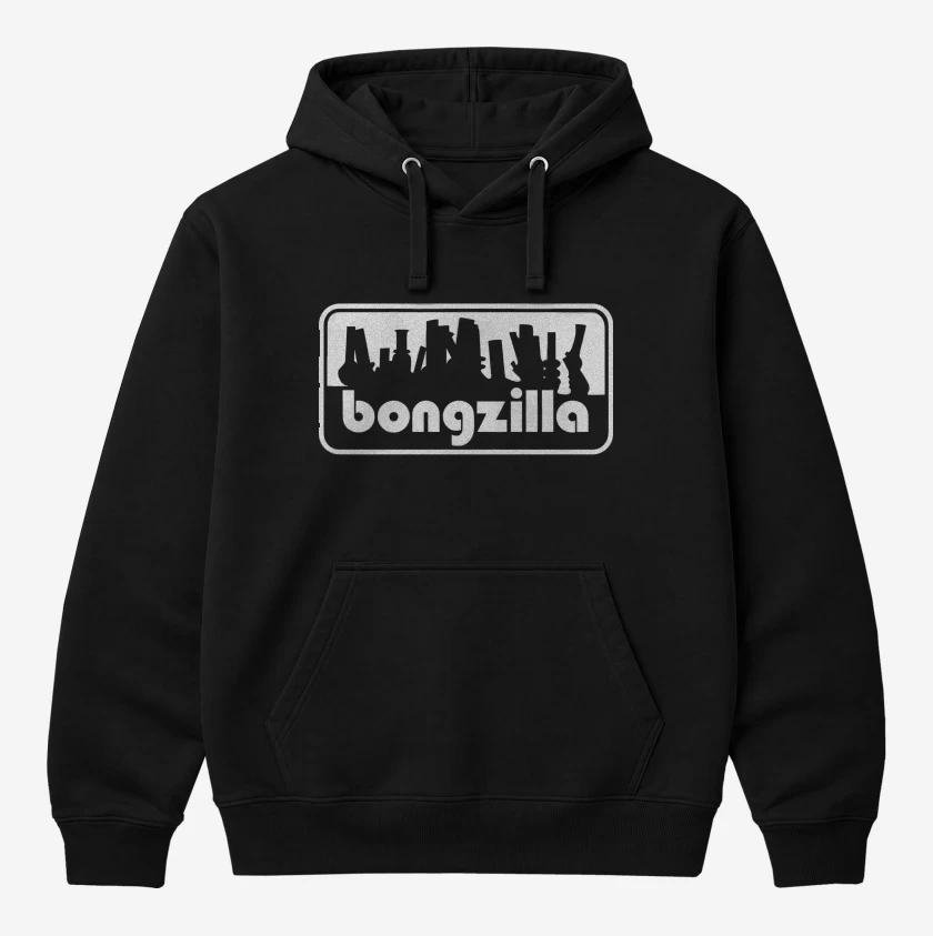 Polerón Canguro Negro de Bongzilla Logo B