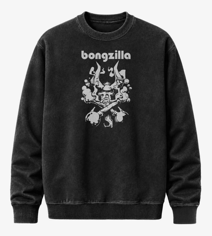 Poleron Polo Acid Wash Negro de Bong Bongzilla