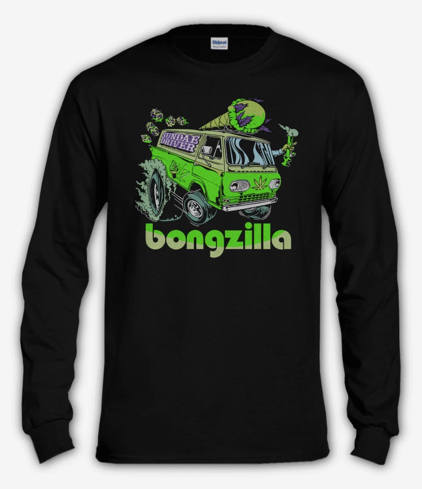 Polera manga larga Negro de Bongzilla Sundae Driver