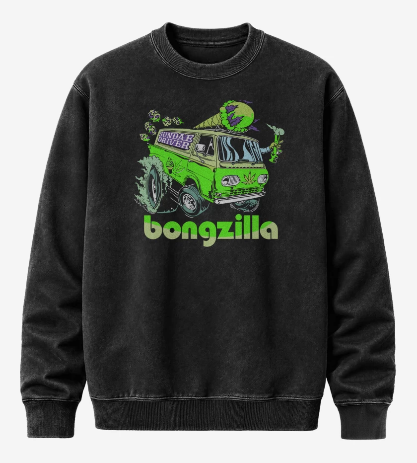 Poleron Polo Acid Wash Negro de Bongzilla Sundae Driver
