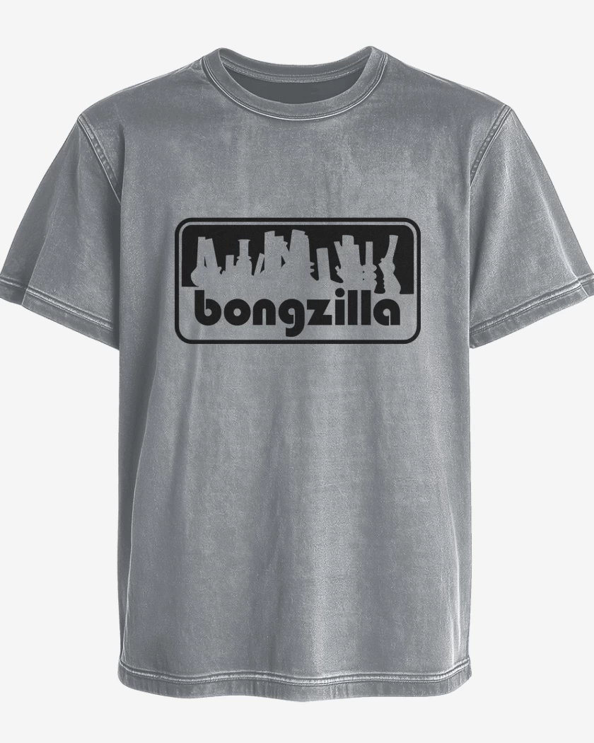 Polera desgastada Gris Melange de Bongzilla Logo N