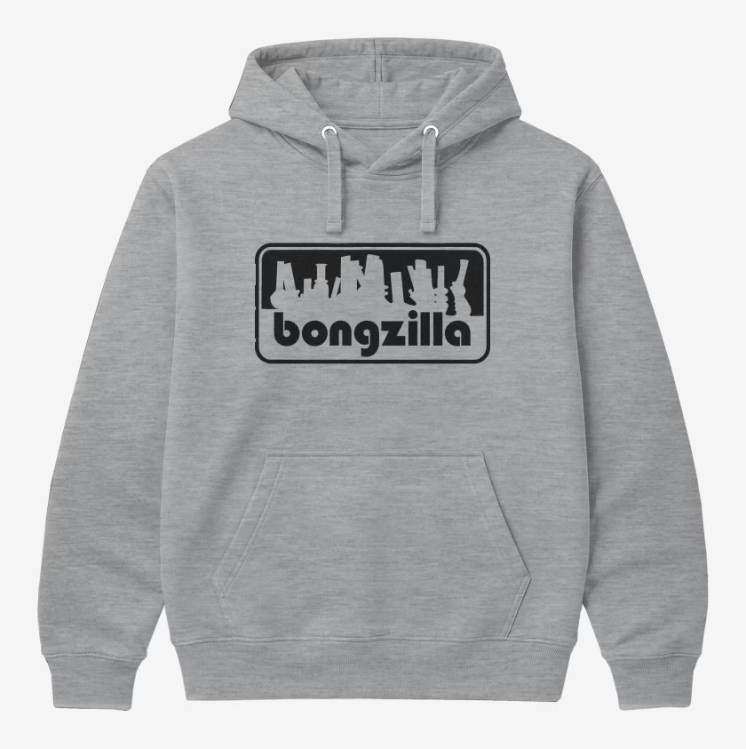 Polerón Canguro Gris Melange de Bongzilla Logo N