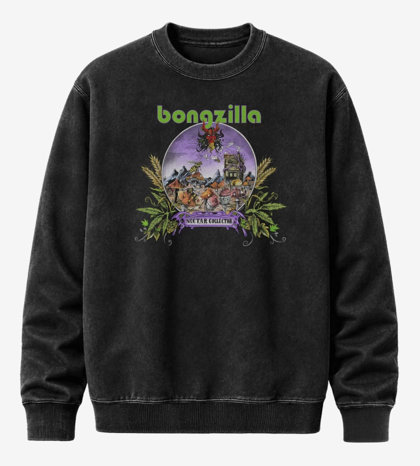 Poleron Polo Acid Wash Negro de Bongzilla Nectar Collector