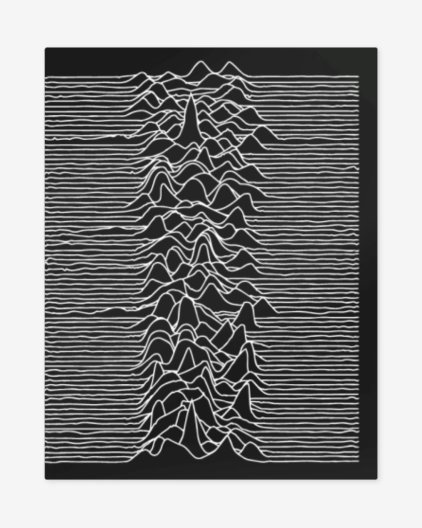 Print metalico Negro de Joy division blanco