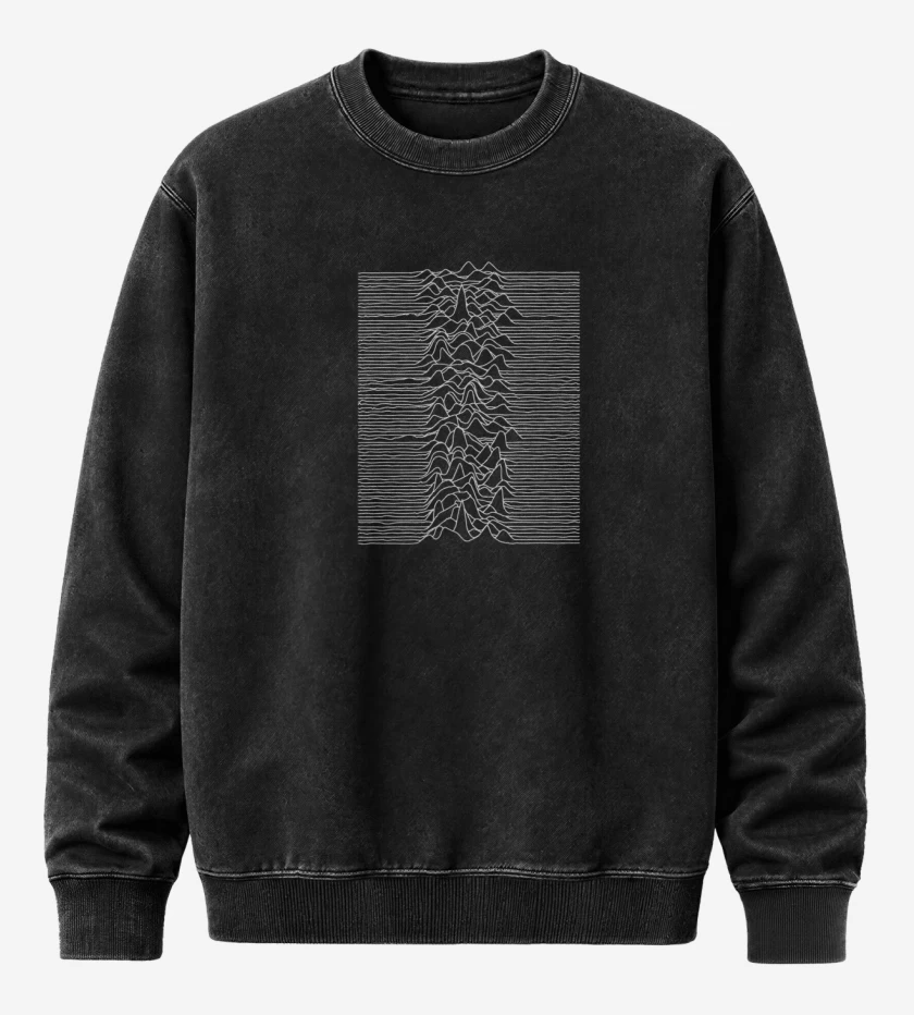 Poleron Polo Acid Wash Negro de Joy division blanco