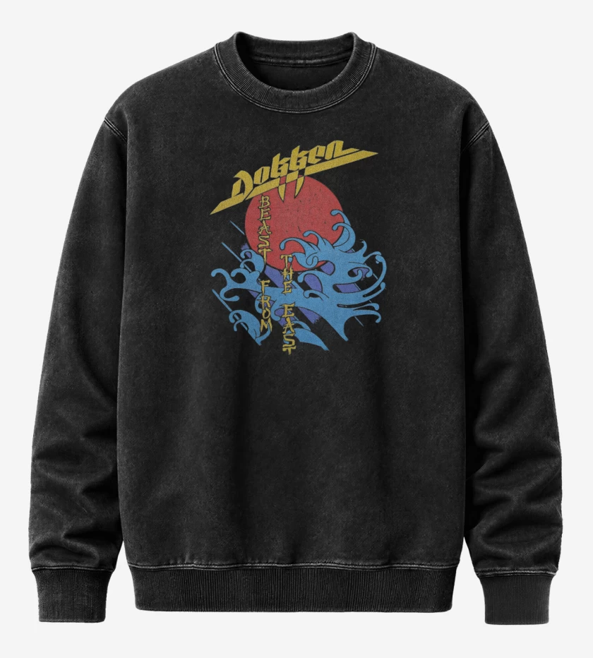Poleron Polo Acid Wash Negro de Dokken Beast