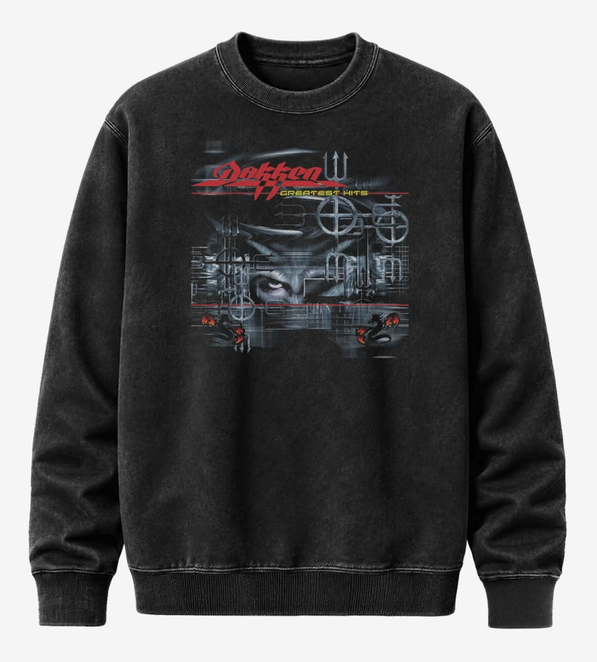 Poleron Polo Acid Wash Negro de Dokken Greatest Hits