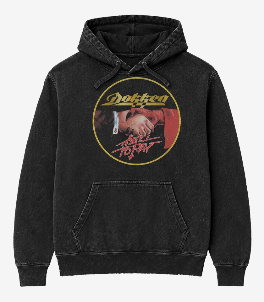 Poleron Canguro Acid Wash Negro de Dokken Hell