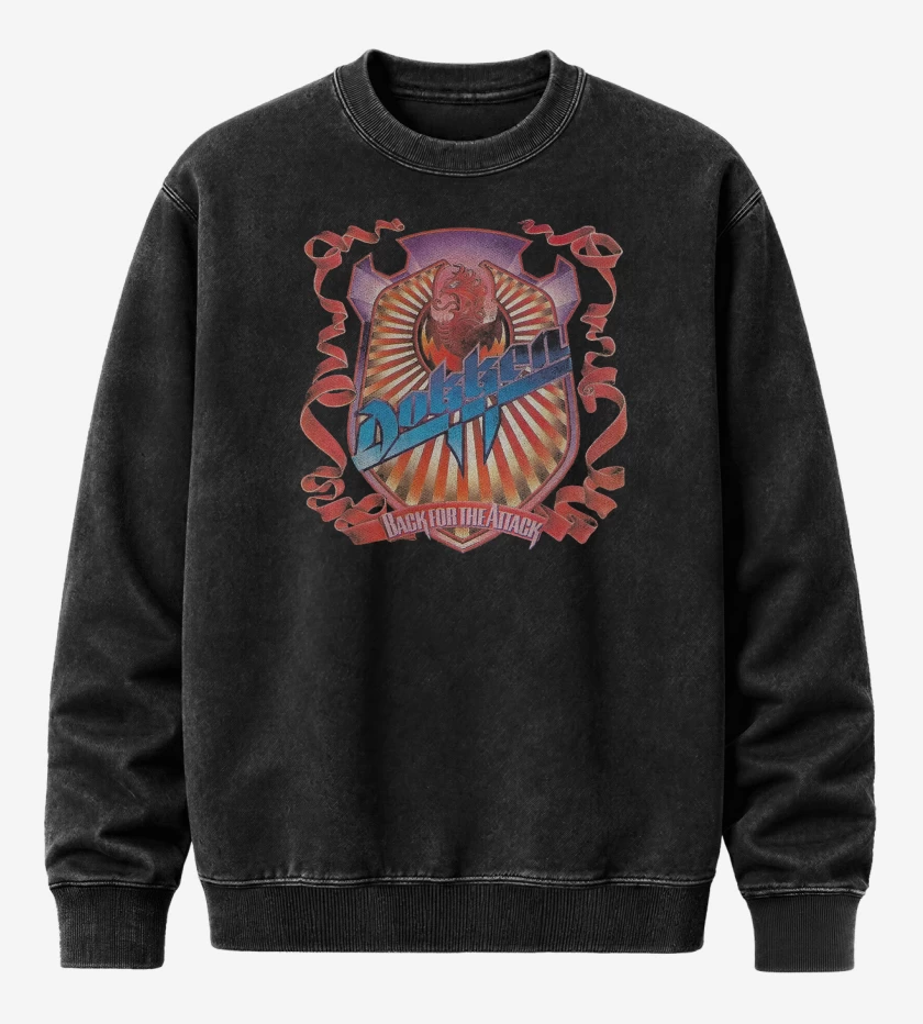 Poleron Polo Acid Wash Negro de Back For The Attack Dokken
