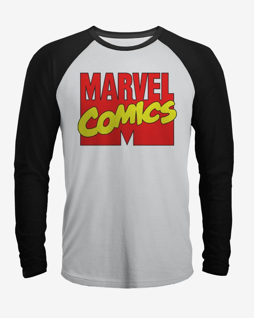 Polera Raglan Negro / Negro Heather de Marvel Comics