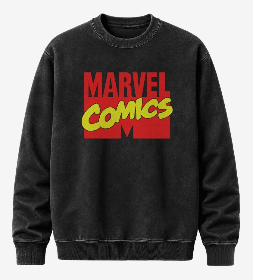 Poleron Polo Acid Wash Negro de Marvel Comics