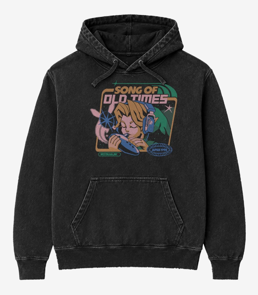 Poleron Canguro Acid Wash Negro de Link Song of Old Times