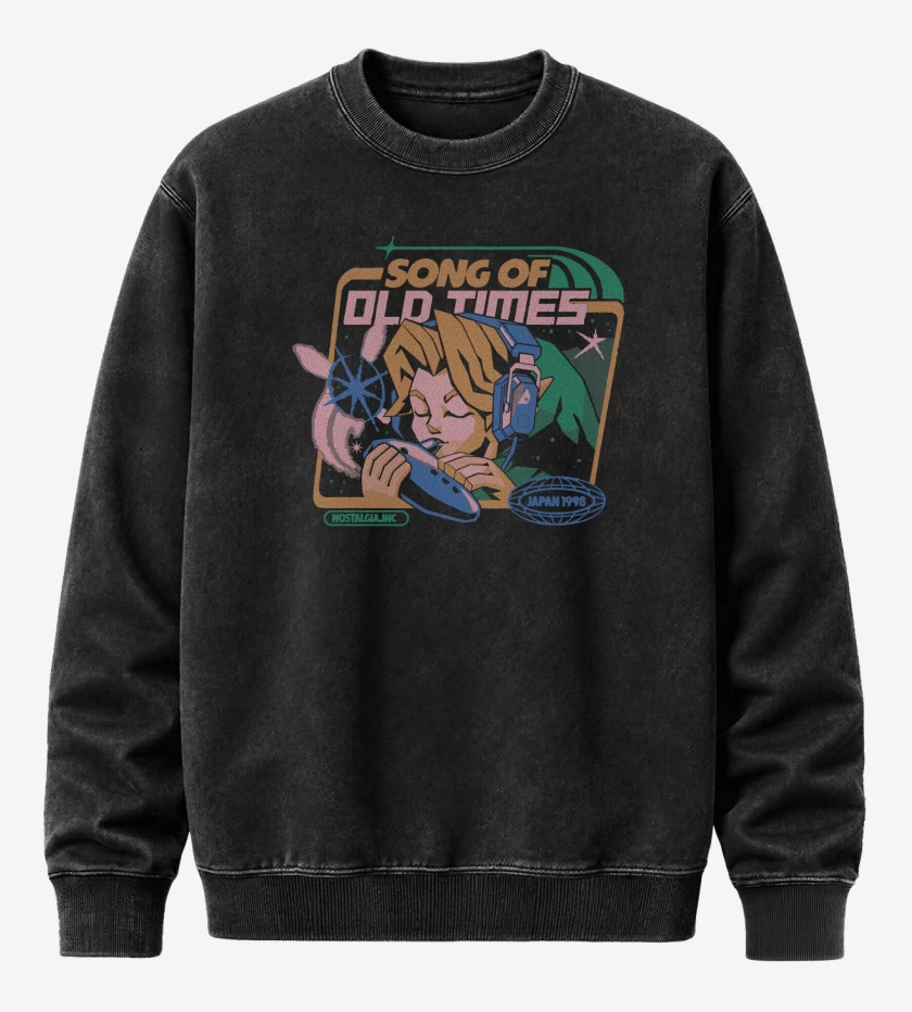 Poleron Polo Acid Wash Negro de Link Song of Old Times