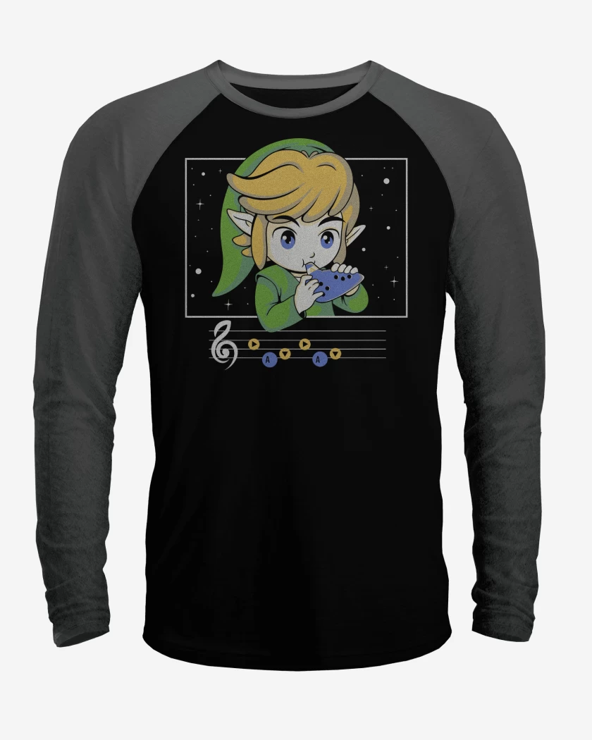 Polera Raglan Negro / Negro Heather de Ocarinata