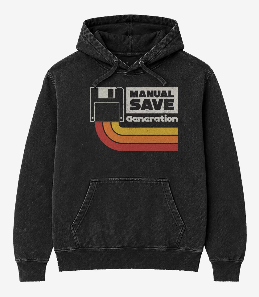 Poleron Canguro Acid Wash Negro de Manual Save Gen