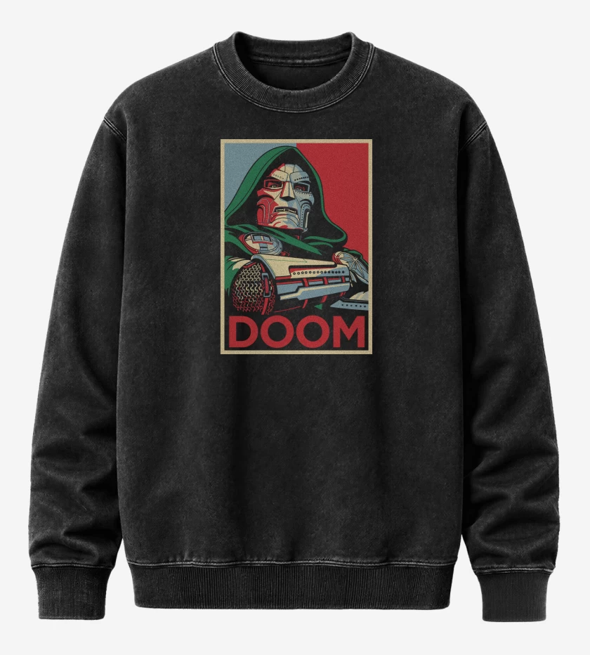 Poleron Polo Acid Wash Negro de Doom For President