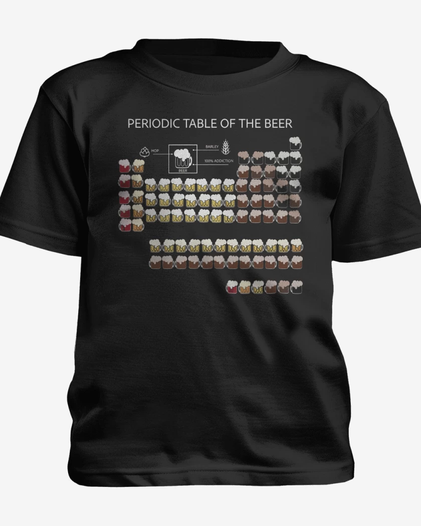 Polera de niño Negro de Tabla Periodica de la Chela