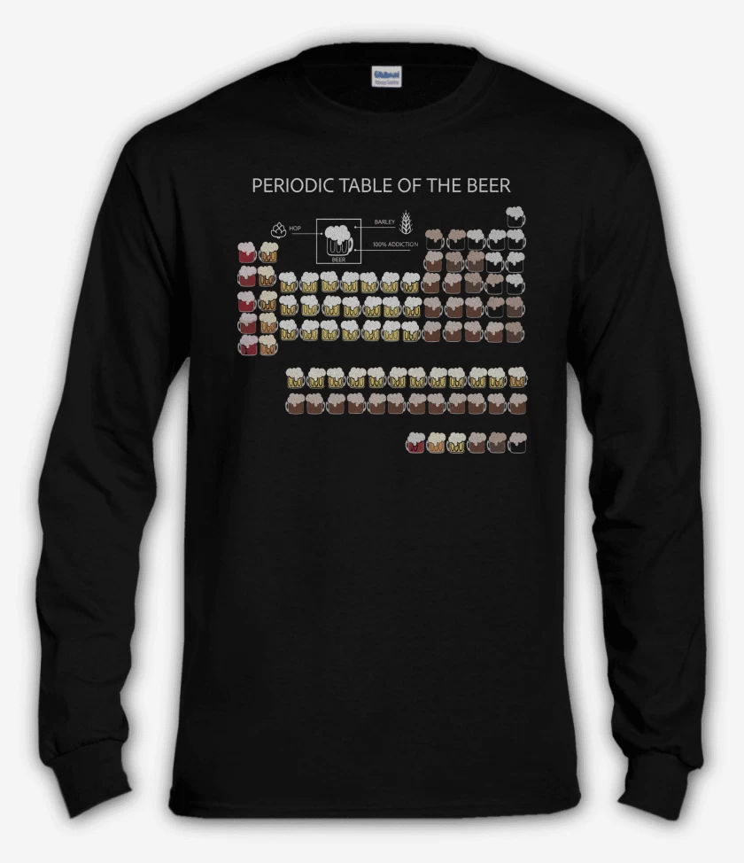 Polera manga larga Negro de Tabla Periodica de la Chela
