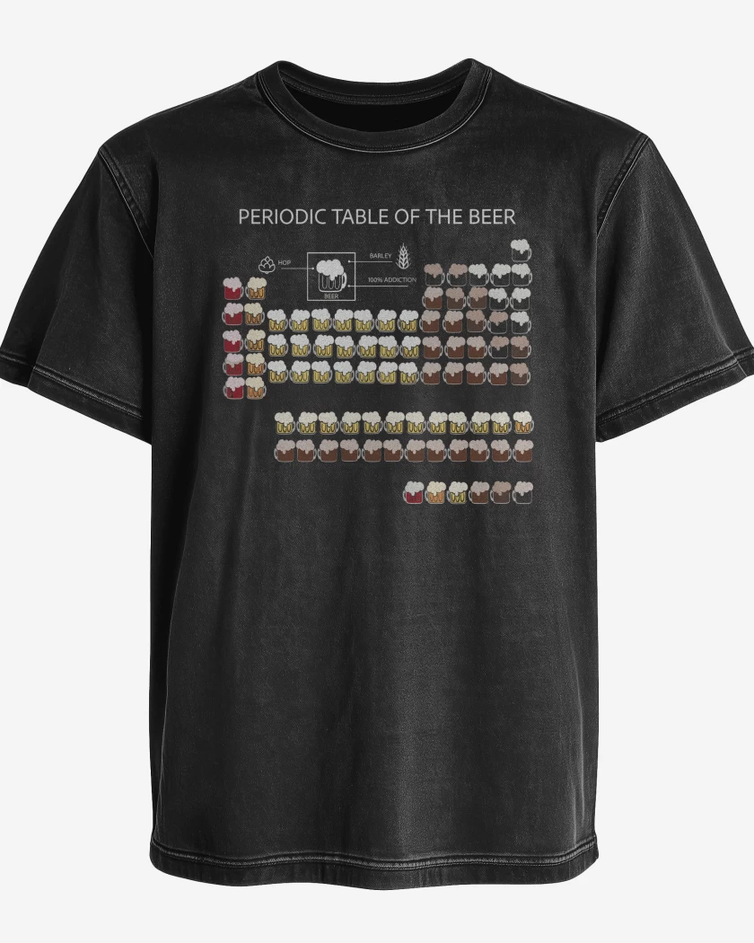 Polera desgastada Negro de Tabla Periodica de la Chela