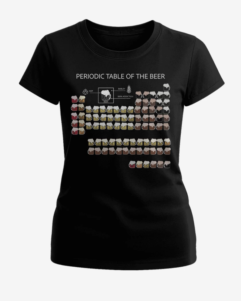 Polera de Mujer Negro de Tabla Periodica de la Chela