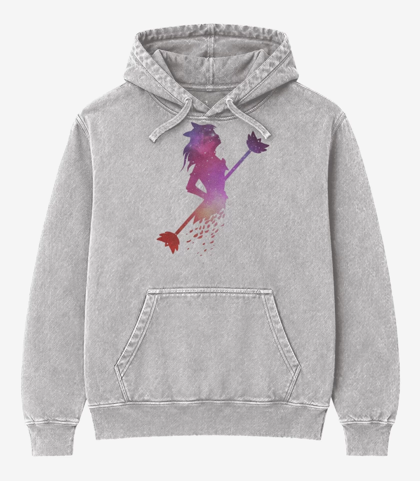 Poleron Canguro Acid Wash Gris Melange de Star Guardian
