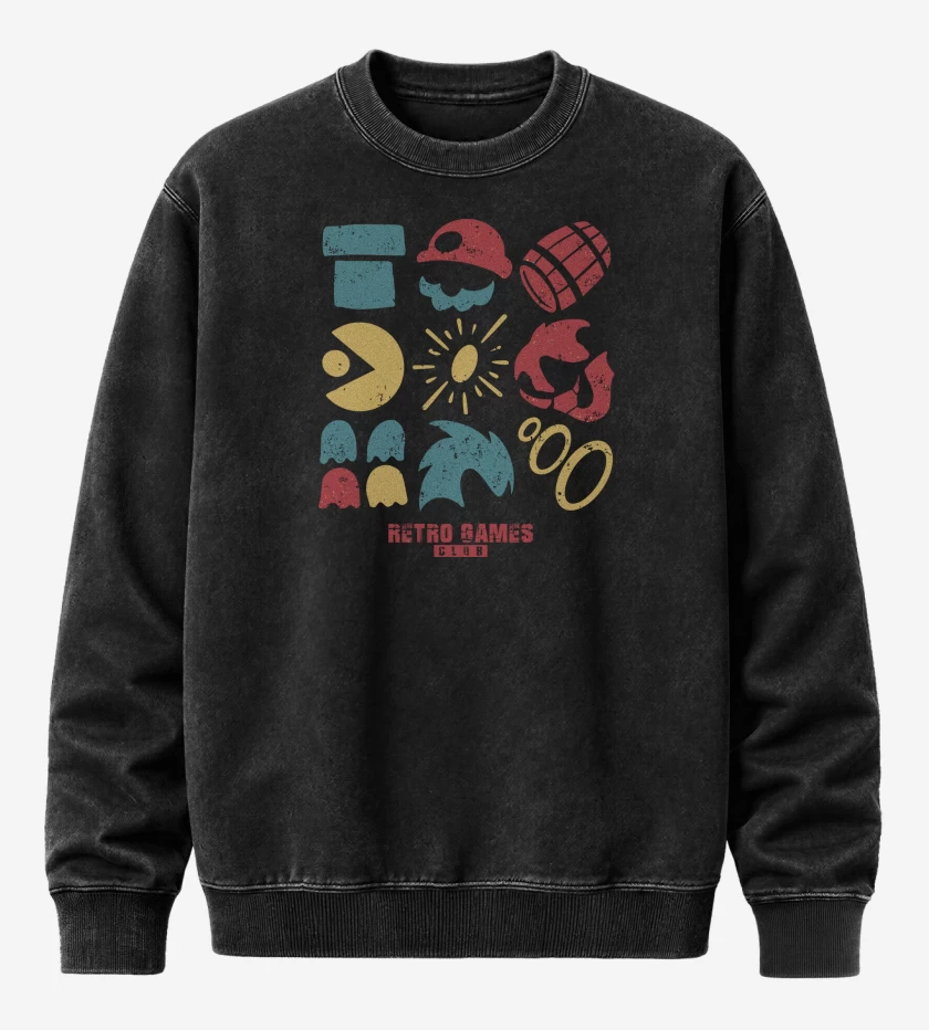 Poleron Polo Acid Wash Negro de RetroGames Club