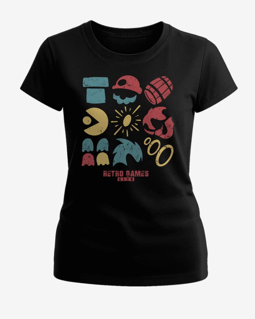 Polera de Mujer Negro de RetroGames Club