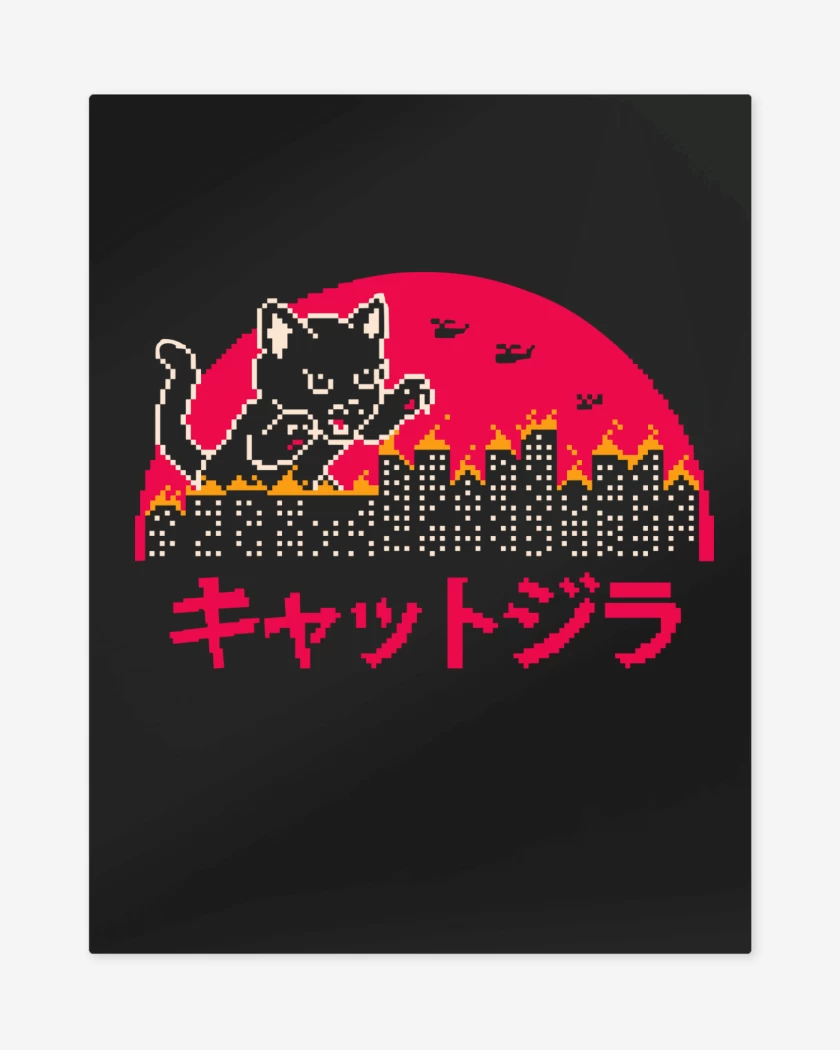Print metalico Negro de Catzilla Pixel