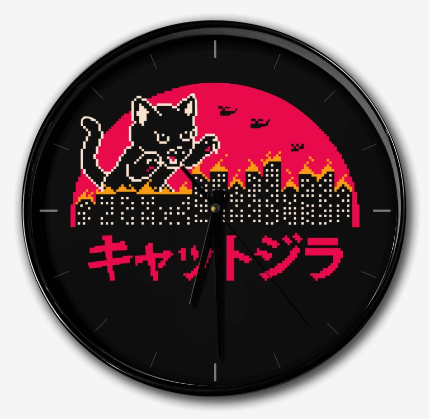 Reloj Negro de Catzilla Pixel