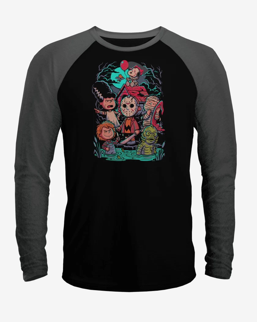 Polera Raglan Negro / Negro Heather de Pequeños Monstruos 