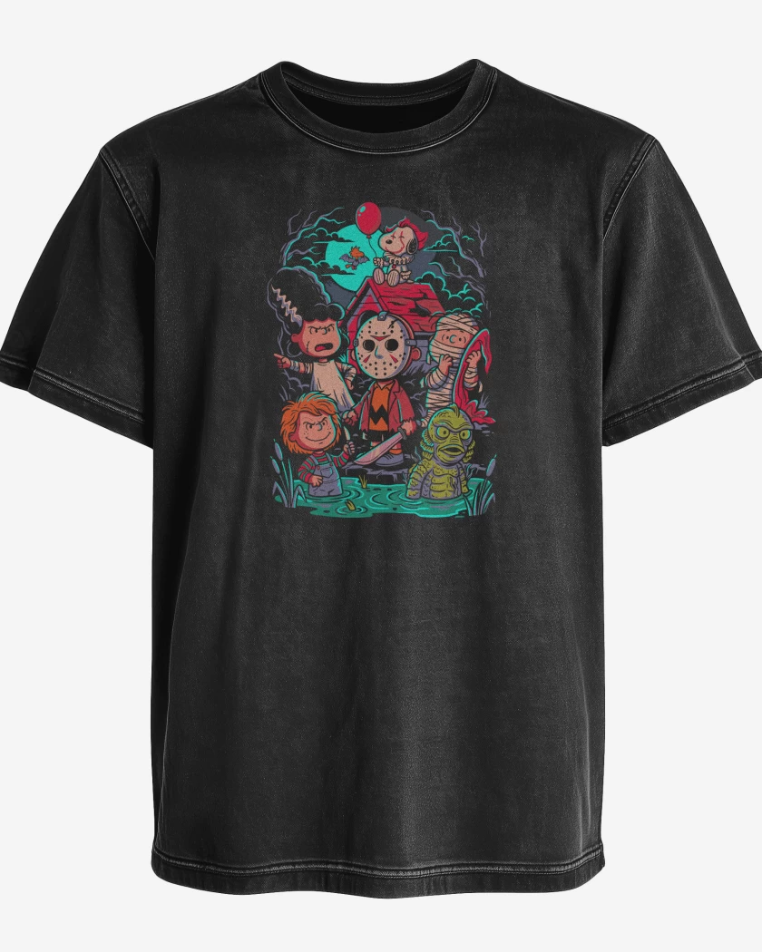 Polera desgastada Negro de Pequeños Monstruos 