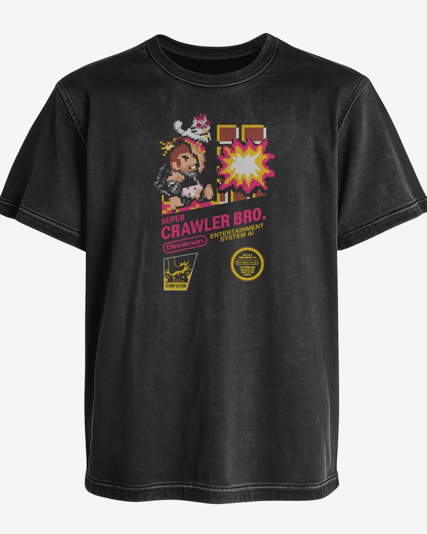 Polera desgastada Negro de Super Crawler Bro