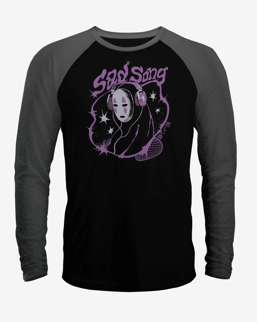 Polera Raglan Negro / Negro Heather de Sad Song