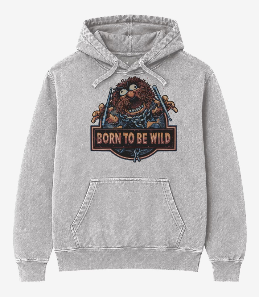 Poleron Canguro Acid Wash Gris Melange de Born to be Wild