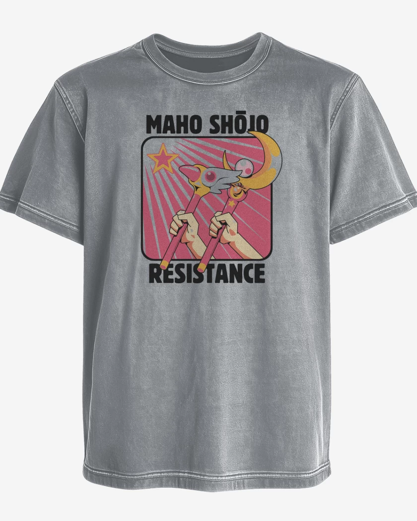 Polera desgastada Gris Melange de Maho Shojo Card Captor
