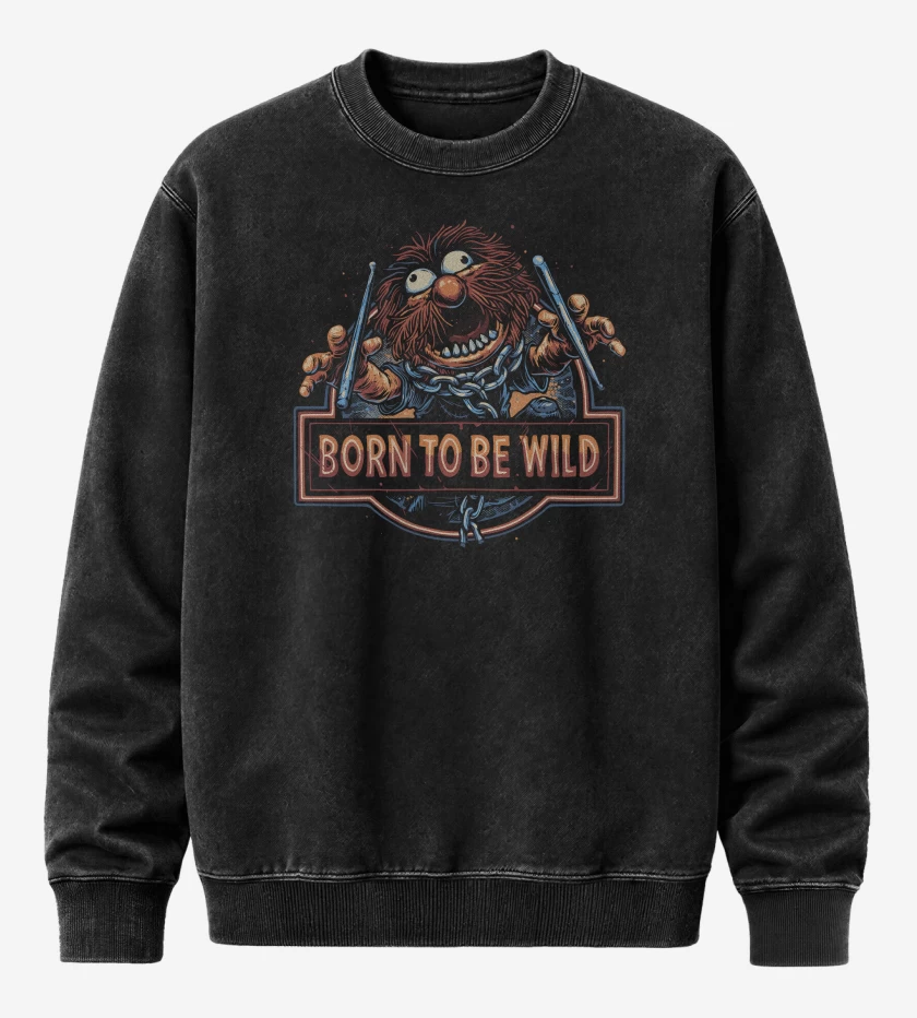 Poleron Polo Acid Wash Negro de Born to be Wild N